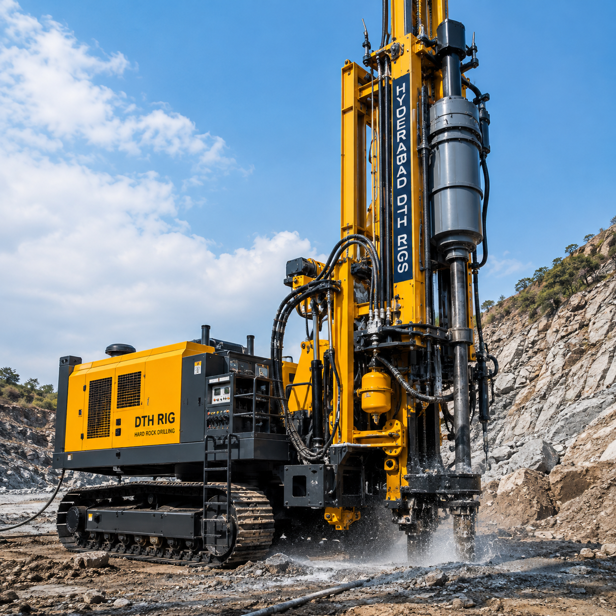 DTH borewell drilling rig used for hard rock drilling in Hyderabad