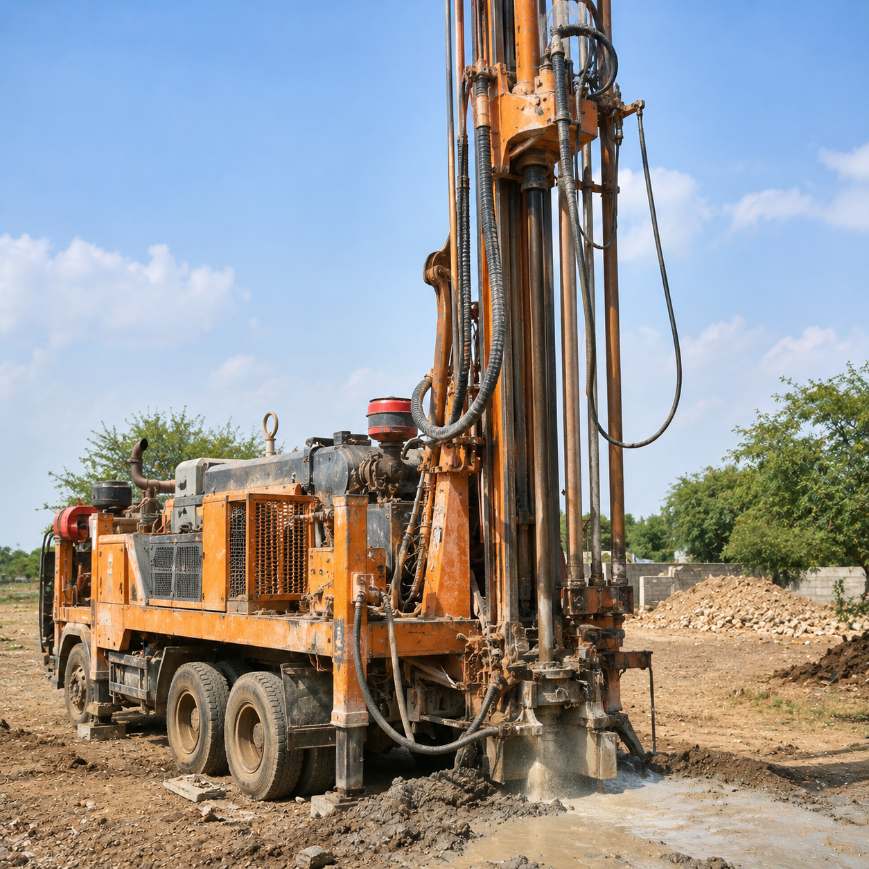 Borewell drilling rig used for borewell drilling in Hyderabad