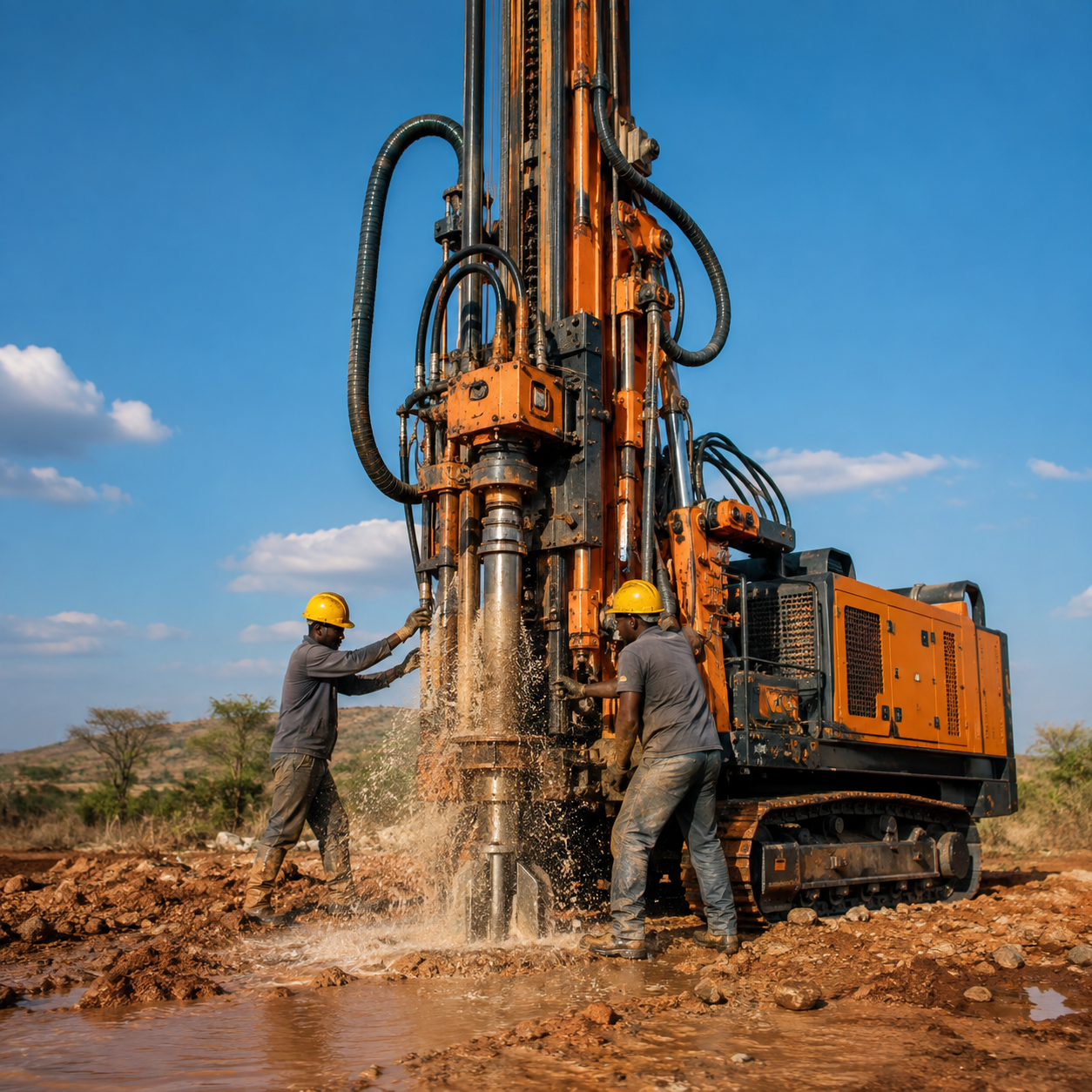 Drilling equipment operating at the Gachibowli site