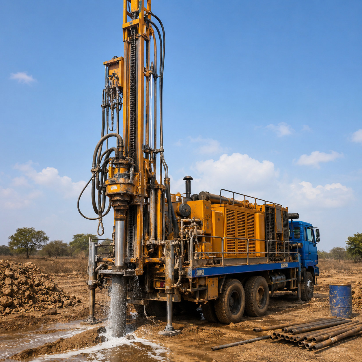 Completed borewell work at the Gachibowli villa